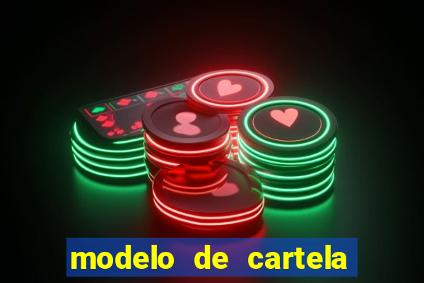 modelo de cartela de bingo em branco